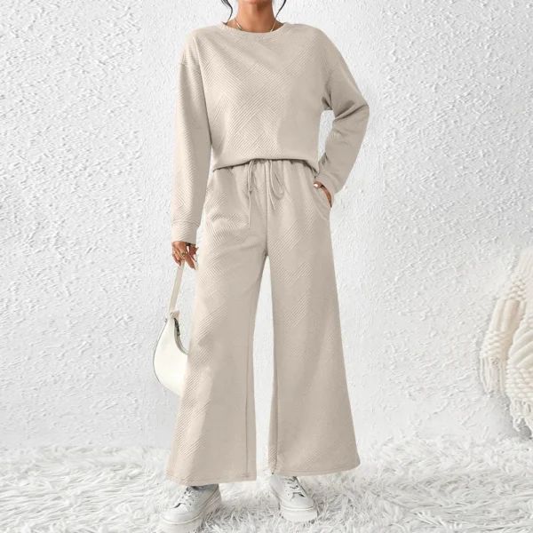 Women's Solid Color Temperament Casual Loose Textured Drawstring Elastic Waist - Image 13