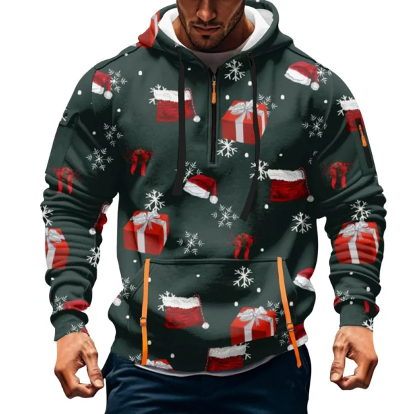 Men's Printed Sweatshirt Hoodie Zipper Arm Pocket Cardigan Men's Sports Large - Image 16