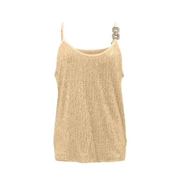 Women's Solid Color Sequined Sleeveless Suspender Top - Image 9