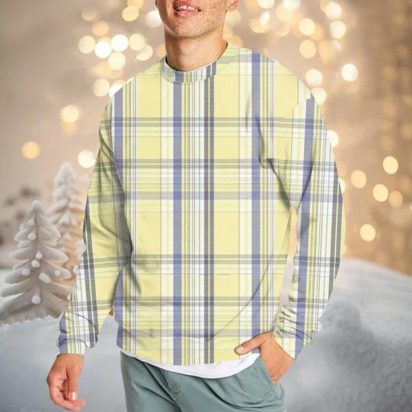 Men's Casual Fashion Comfortable Plaid Round Neck Pullover Sweatshirt Sweatshirt - Image 32