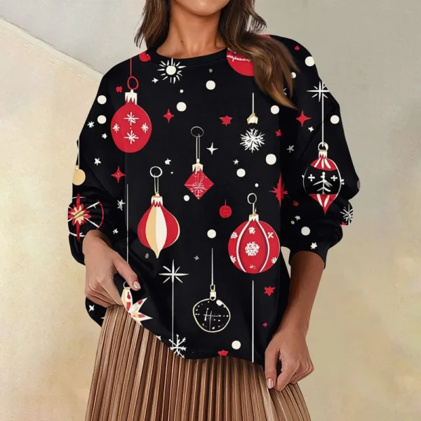 Women's Fashion Casual Round Neck Loose Long Sleeve Solid Color Sweatshirt - Image 40