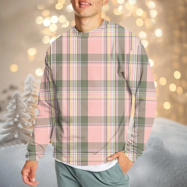 Men's Casual Fashion Comfortable Plaid Round Neck Pullover Sweatshirt Sweatshirt - Image 23
