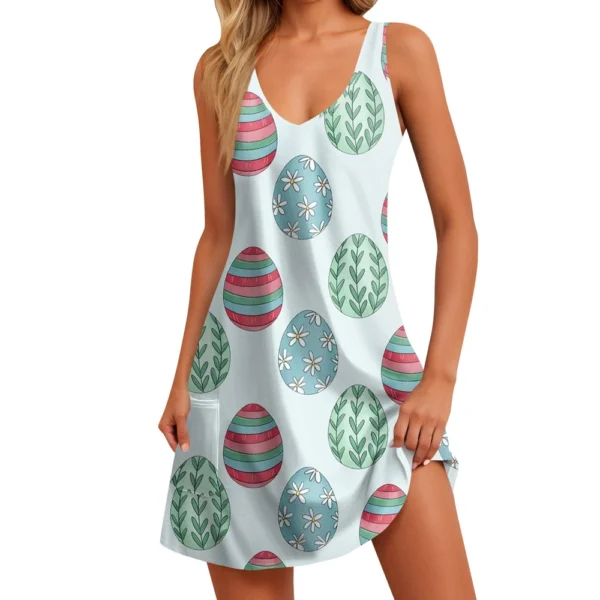 Women's Sundresses Summer Loose Dresses Fashion Easter Printed Casual Dress - Image 22