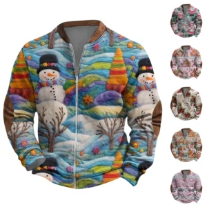 Men'S Retro Casual Sportswear With Open Zipper Sweatshirt Jacket
