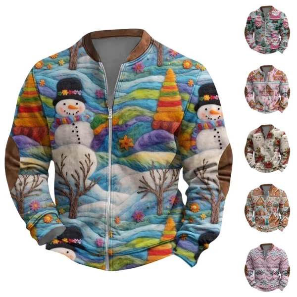 Men'S Retro Casual Sportswear With Open Zipper Sweatshirt Jacket
