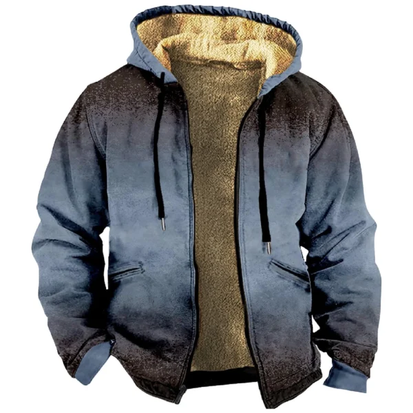 Men's Winter Print Jacket Men's Casual Trend Zipper Hooded Jacket - Image 34