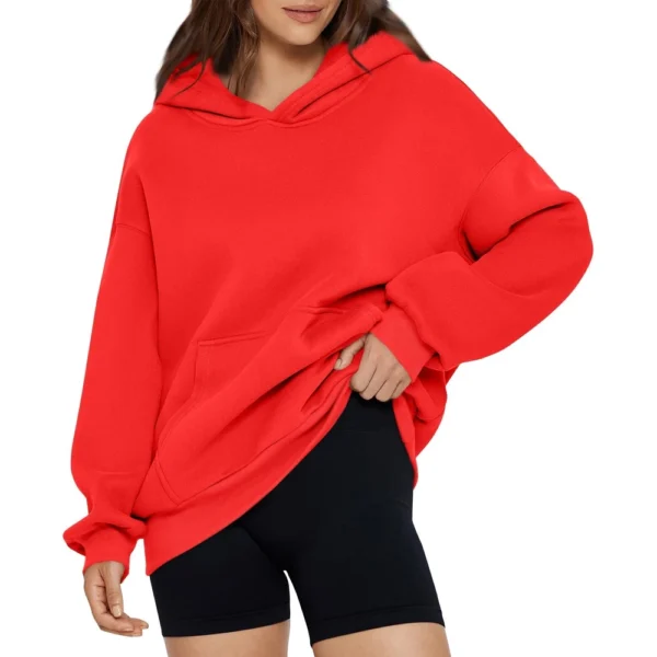Women's Fashion Spring Hooded Sweatshirt Casual Pocket Top Loose Pullover - Image 49