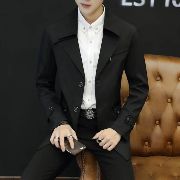Slim-fit men's mid-length lapel jacket - Image 15