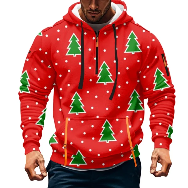 Men's Printed Sweatshirt Hoodie Zipper Arm Pocket Cardigan Men's Sports Large - Image 34