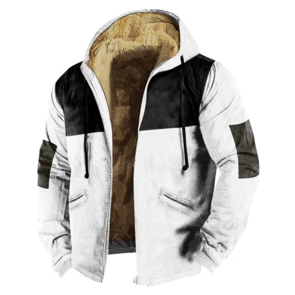 Men's Winter Print Jacket Men's Casual Trend Zipper Hooded Jacket - Image 8