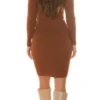 V-neck knitted dress tight for women - Image 62