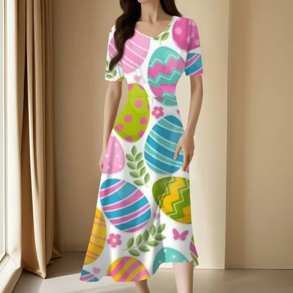 Women's Easter Loose Casual Sundresses Dresses Fashion Summer Printed Dress - Image 19