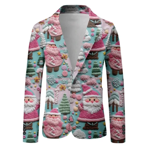 Unisex Winter Christmas Prints Suit Jackets Unisex Casual Fashion Button Jackets - Image 3