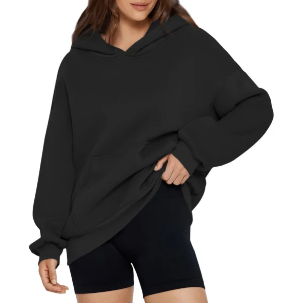 Women's Fashion Spring Hooded Sweatshirt Casual Pocket Top Loose Pullover - Image 14