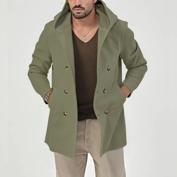 Men's trench coat long lapel hood casual trench coat - Image 12