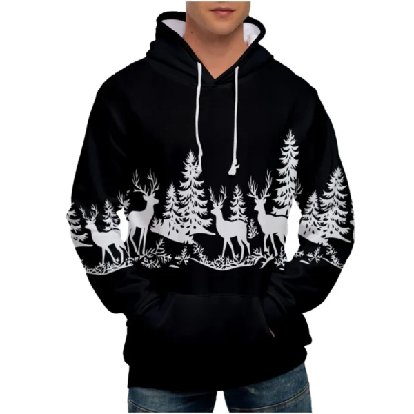 Men's Loose Printed Hooded Sweatshirt Men's Casual Fashion Sports Sweatshirt - Image 13