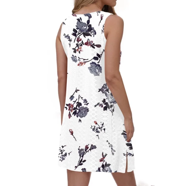 Women's Casual Sundress With Pockets Summer Boho Beach Dress T-Shirts Dress V - Image 11
