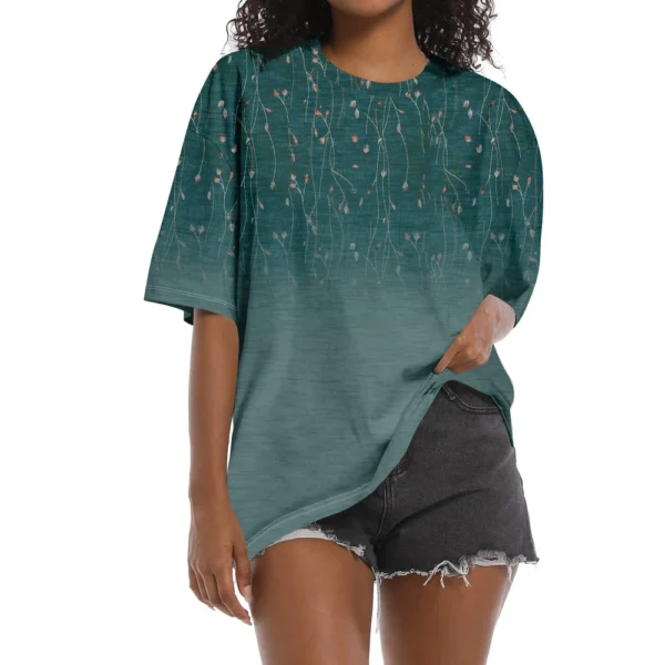 Shirt For Women's Fashion Casual Falling Shoulder Sleeves Round Neck Short - Image 16