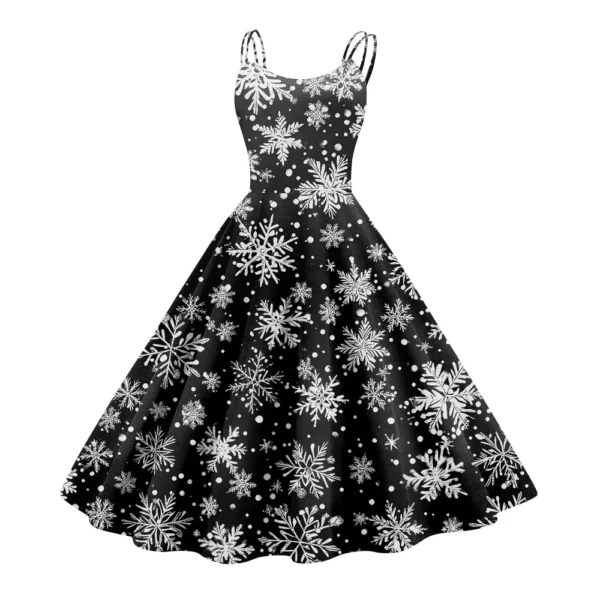 Women's Fashion Christmas Printed Sexy Strapless Gothic Cocktail Dress Punk, - Image 26