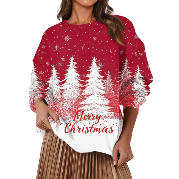 Women's Fashion Casual Round Neck Loose Long Sleeve Solid Color Sweatshirt - Image 35