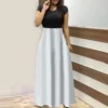 Women's Fashion Casual Loose Printed Round Neck Short Sleeve Long Dresses - Image 16