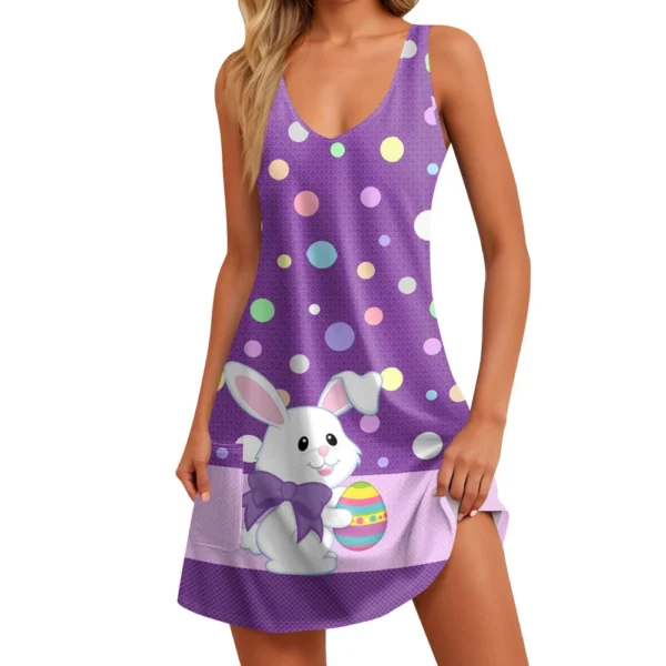 Women's Sundresses Casual Easter Printed Dresses Summer Loose Fashion Dress - Image 4