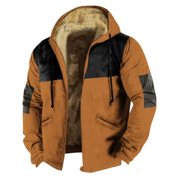 Men's Winter Print Jacket Men's Casual Trend Zipper Hooded Jacket - Image 23