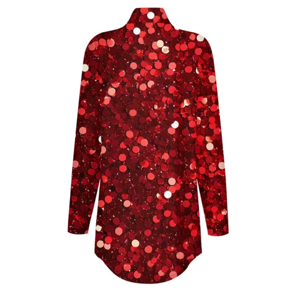 Women's Casual Christmas High Neck Pullover Long Sleeve Fashion Printed T-Shirt - Image 11