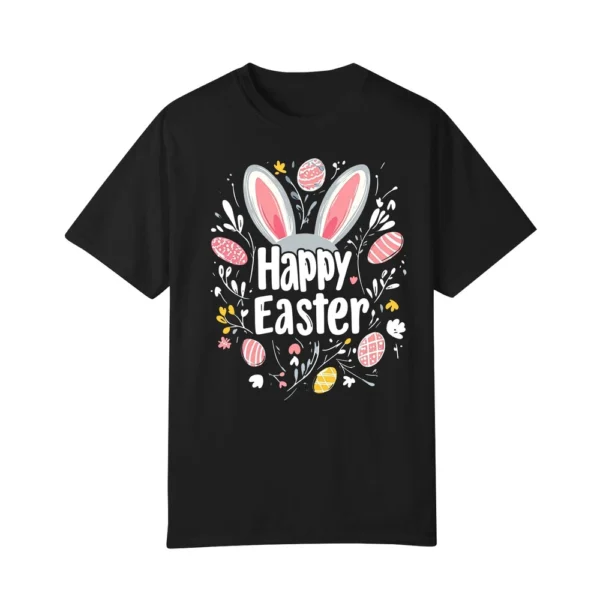 Happy Easter Women's Fashion Printed Round Neck Short Sleeve T-Shirt Pullover - Image 17