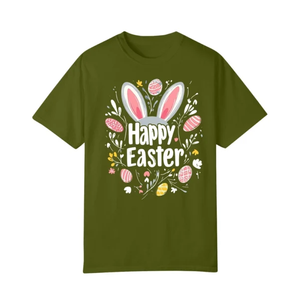 Happy Easter Women's Fashion Printed Round Neck Short Sleeve T-Shirt Pullover - Image 14