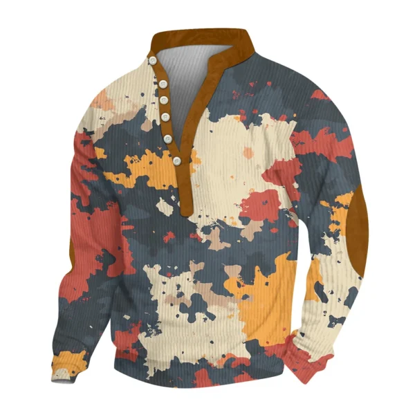 Men's Print Plush Warm Coat Fleece Sweater Casual Coat Pocket Sweater Winter - Image 9