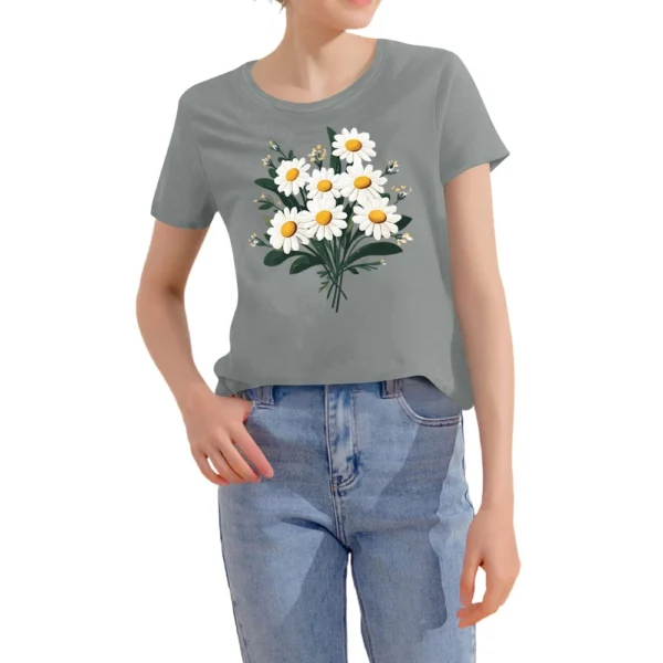 Women's Fashion Daily Casual Short Sleeved Round Neck Printed Loose T-Shirt - Image 10