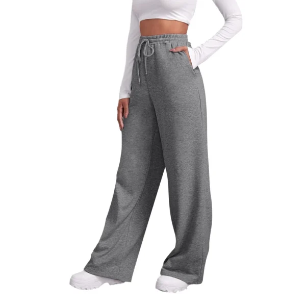 Women's Drawstring Track Pants Lined Pockets Ladies Wide Leg Sweatpants US - Image 15