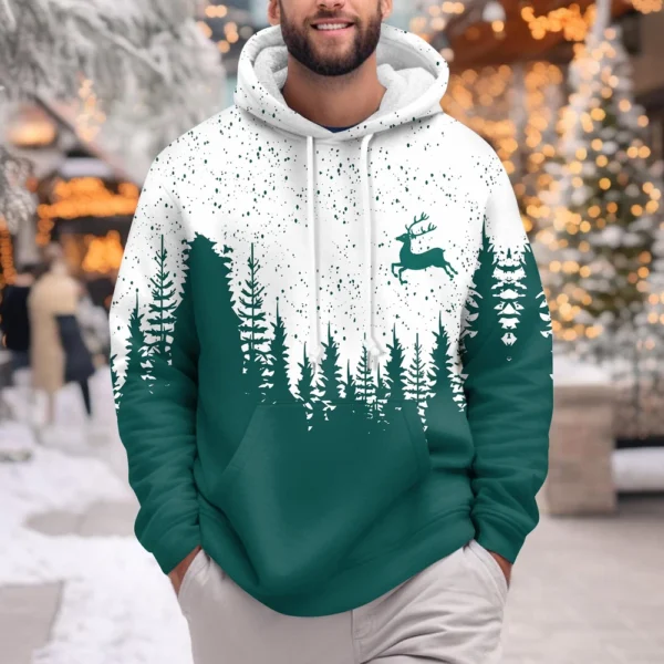 Men's Print Plush Warm Coat Fleece Sweater Casual Coat Pocket Sweater Winter - Image 22