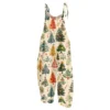 Women's Shoulder Strap Vintage Loose Print Casual Jumpsuit Christmas - Image 17