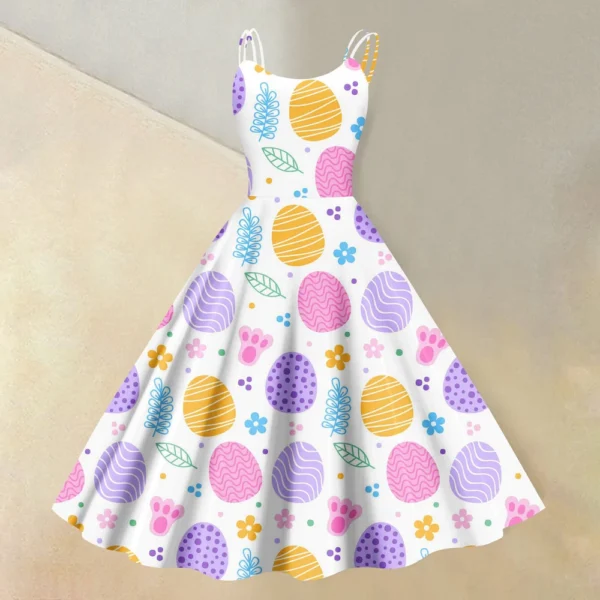 Women's  Casual Fashion Flower Print Sexy Off Shoulder Punk Retro Skirt - Image 19