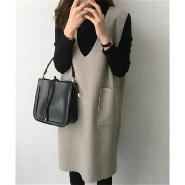 Vest women solid color loose dress women - Image 30