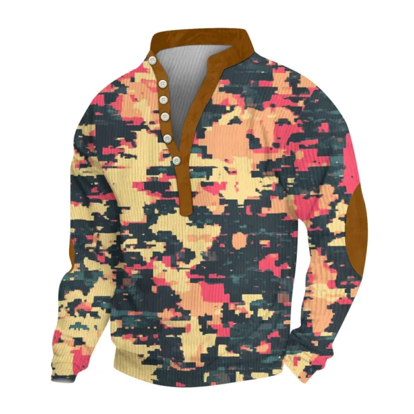 Men's Print Plush Warm Coat Fleece Sweater Casual Coat Pocket Sweater Winter - Image 25