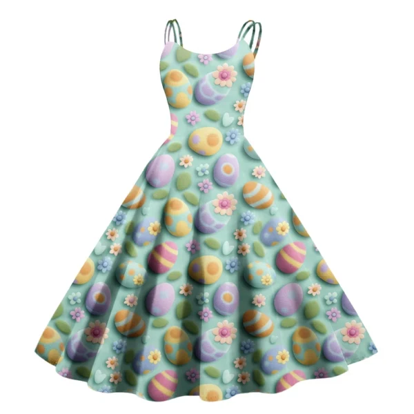 Women's Easter Printed Loose Fashion Dresses Casual Sundresses Summer Dress - Image 7