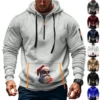 Men's Printed Sweatshirt Hoodie Zipper Arm Pocket Cardigan Men's Sports Large