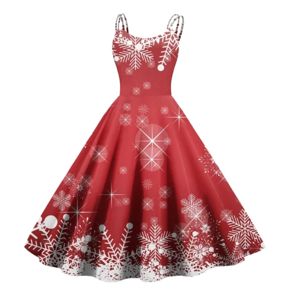 Women's Strapless Punk Sexy Gothic Cocktail Fashion Printed Dress Christmas - Image 35