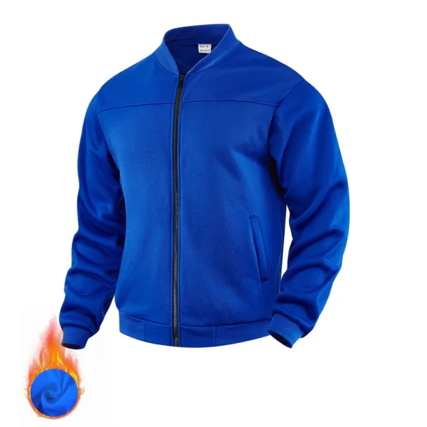 Men's New Solid Color Men's Hoodie Jacket Warm Plus Fleece Thick Jacket Casual - Image 16