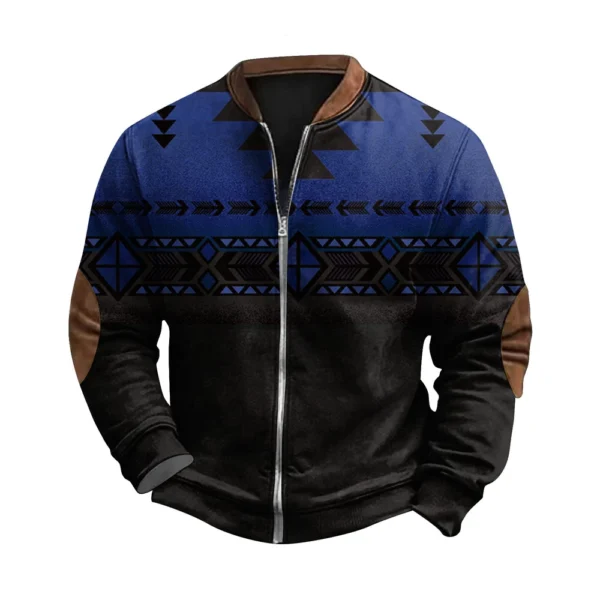Men'S Retro Casual Sportswear With Open Zipper Sweatshirt Jacket - Image 4