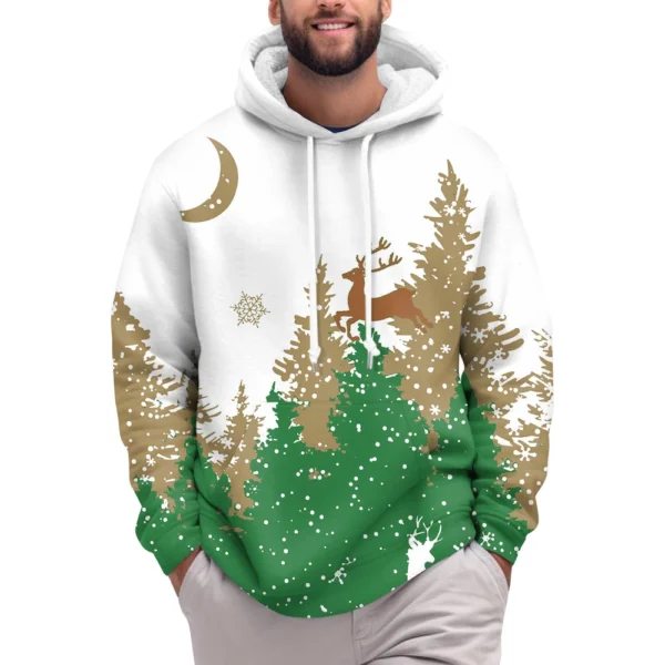 Men's Print Plush Warm Coat Fleece Sweater Casual Coat Pocket Sweater Winter - Image 9