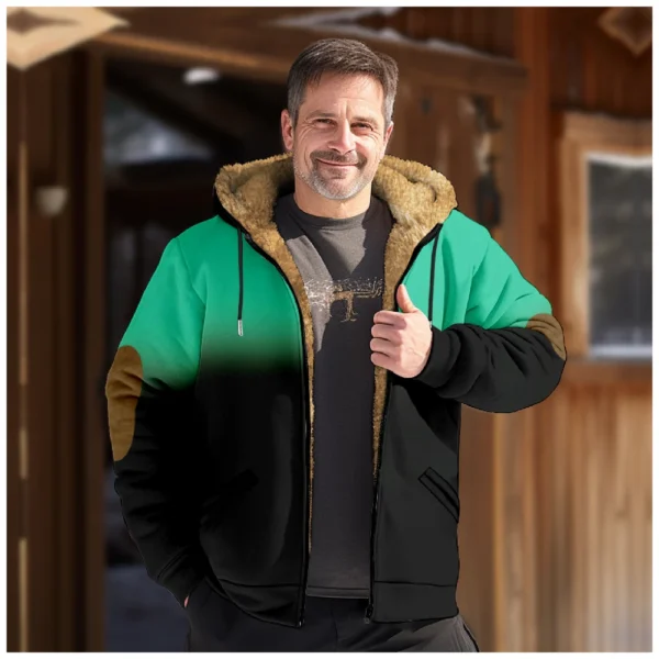 Men's Winter Print Jacket Men's Casual Trend Zipper Hooded Jacket - Image 24