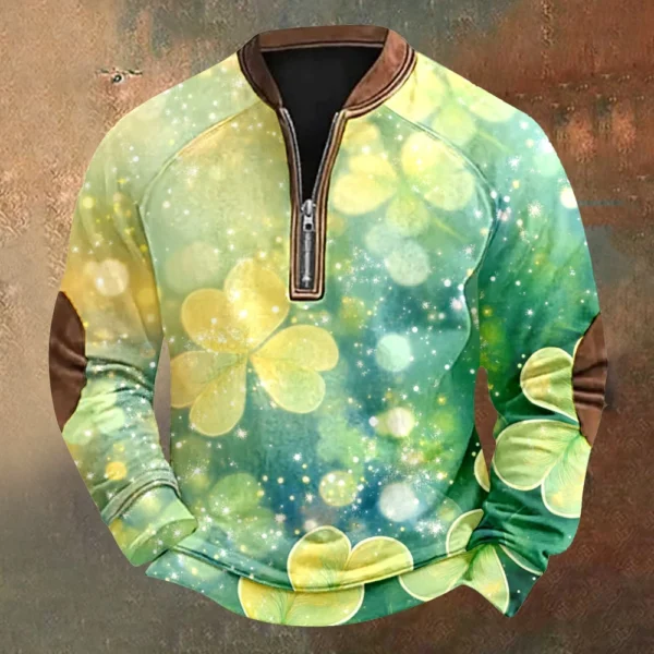 Men's St. Patrick's Day Vintage Casual Zip Sweatshirt Outdoor Casual Top - Image 31