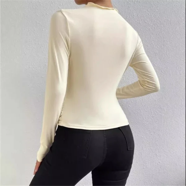 Women's Solid Color Slim Long Sleeve T-Shirt Women - Image 2