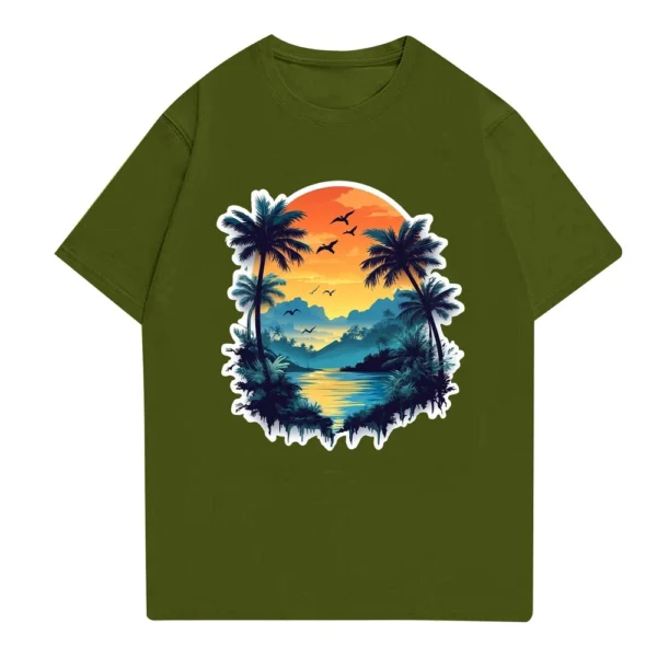 Men's Stand Collar Short Sleeve Shirt Loose Leisure Holiday Shirt Man - Image 17