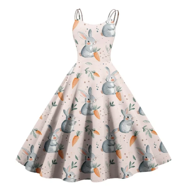 Women's Easter Printed Loose Fashion Dresses Casual Sundresses Summer Dress - Image 4