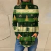 Women's Printed Christmas High Neck Pullover Long Sleeve Casual Fashion T-Shirt - Image 16
